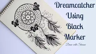 How to draw Dream Catcher using Black Marker/ DIY Dream Catcher Drawing