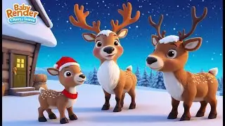 Baby Reindeer Flies Over the Snow Village 🦌❄️ | 3D Animated Nursery Rhyme for Kids