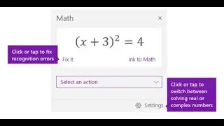 Math assistant demo in Microsoft OneNote