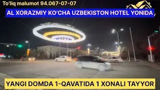 Urganch shaxar Al Xorazmiy ko’chada Uzbekiston hotel yonida yangi domda 1 xonali kv sotiladi