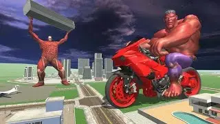 Indian bike driving 3D giant red Hulk vs giant Titan :-@HeligamerSSS