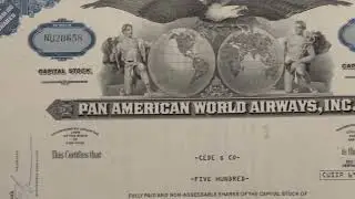 Vintage Pan Am Stock Certificate | Blue 1950s&ndash;1970s American World Airways