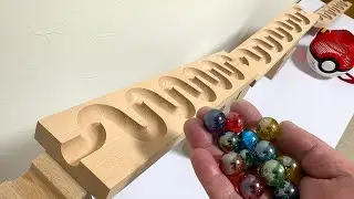 Wooden Marble Run ☆ Wooden Wave Slope Steep Straight Course! (Pokemon Cage)