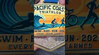 Crystal Cove Triathlon Medal &ndash; Sand from the Beach!