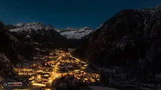 Blue Hour  sotto il  Monte Rosa &ndash; Alagna Valsesia, Il paese che si accende.