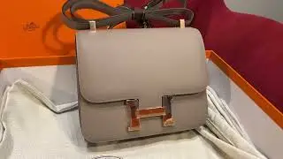爱马仕 Constance 23cm ，M8，Epsom 皮 康康 23cm，沥青灰，掌纹皮 ，玫瑰金扣，高级全手工定制#微信bagbag5