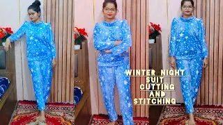 🔥Winter woolen night suit cutting and stitching || DIY warm pajama top set cutting and stitching
