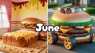 Choose Your Birthday Month 🎂 & See Your Bed 🛏️ + Car 🚗 (Made of FOOD!)  #viral #trending
