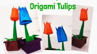 Origami Tulips || Easy Origami || kids crafts || Home crafts