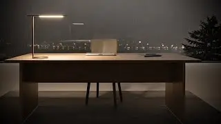 Minimal Study Desk 4K &ndash; Rainy Night Focus | Ultra HD Ambient Wallpaper