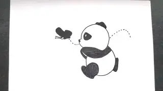 How to draw a Panda and Butterfly? (Easy)