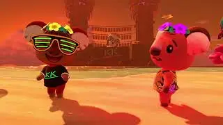 Melba and Faith Dancing to DJ K.K. | Animal Crossing Happy Home Paradise
