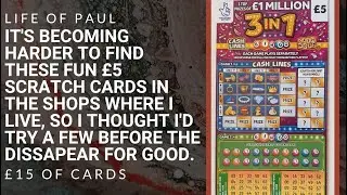 &pound;5 lottery scratch cards. Reviewed in this video are &pound;15 of the 3 in 1 Lotto Scratch Tickets