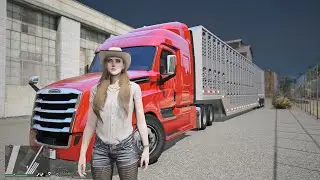 Gta 5 Let's Go To Work As Female Trucker - Transport Livestock To Grapeseed Meat Factory