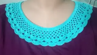 জামায় কুশিকাটার গলা বসানো। crochet coller join.crochet nack design.