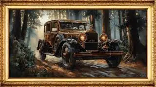 Vintage Car in the Woods | Art Framed Screensaver | Art for Your TV | 4K  🚗⭐⭐⭐