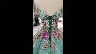 kemedress Green Ball Gown Sequins Bling Bling Off The Shoulder Beading Haute Couture Wedding Dress