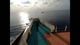 Посадка дрона DJI Mavic 2 на движущиеся судно. landing drone on moving vessel.