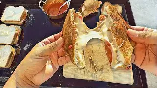 POV: Crispy Pepperoni Pizza Grilled Cheese Sandwich on the Blackstone Griddle 🥪 CORTEZ