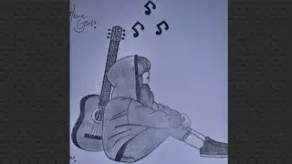 How to draw a guitar girl sketch 🎸..easy draw a alone girl sketch 😢...