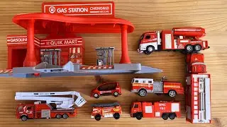 Gas station toy. Fire trucks for kids.