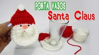 PORTAVASOS de SANTA CLAUS Tejido  a crochet - Decoracion navideña