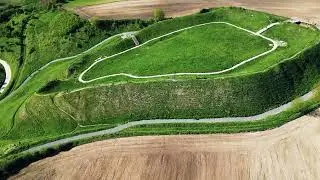 Grodzisko Stradów Ponidzie koło miasta Pińczów z Drona