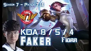 SKT T1 Faker FIORA vs SINGED Top - Patch 7.14 KR Ranked