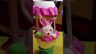 Diy Eggshell Craft | Bunny Icecream shop #clayvideos  #eggshellcrafts #eggshell #shortsvideo