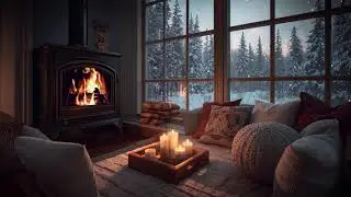 Cozy Winter Cabin ❄️ Fireplace Sounds & Smooth Jazz | Calm Focus & Sleep
