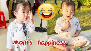 Cute kids take their mothers to enjoy happiness#cutebaby#funny#comedy