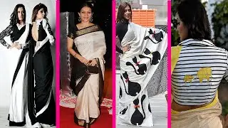Designer black and white saree, Black & White Beautiful Saree, Most Beautiful Saree Collection
