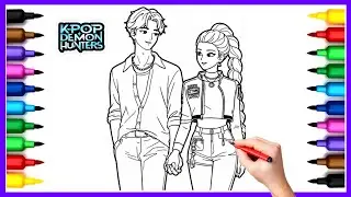 Coloring K-Pop Demon Hunters: Rumi and Jinu | NEW KPop Demon Hunters Coloring Pages