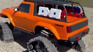 Traxxas TRX4 TRAXX. Crawling on the rocky shoreline of Lake Erie