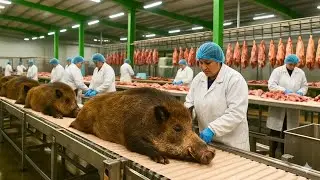 Inside the Wild Boar Meat Factory - Full Process From Farm to Sausages