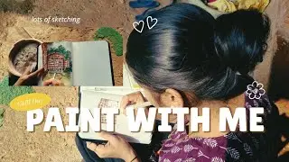 Painting With Me☺️ | My Village home on my sketch book | Full Art Process 🏞️🎨