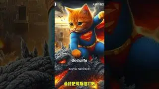 🌟 Super Meow vs. Godzilla Showdown #meow #godzilla #aicat #shorts