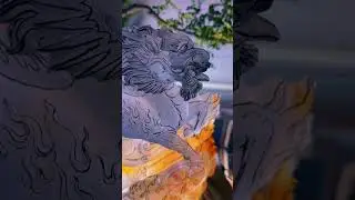 🔮Daily master carving enjoying!❤️😍Fire quartz master carving of QILIN! #crystalcarving