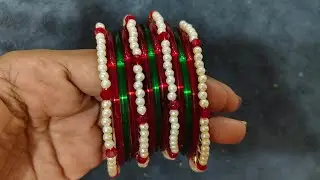 Elegant Red & Green Pearl Work Bangles Set 2025✨| Traditional Festive Bangles