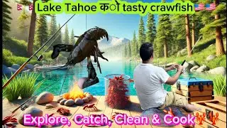Nepali Boy at Lake Tahoe | माछा मार्दै Crawfish Catch, Clean & Cook 🍤