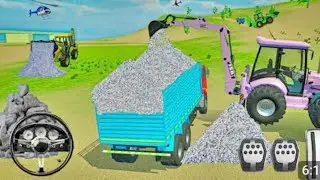 Drive JCB Tractor Unloading Rock Stone in Dumper Truck in 💥...