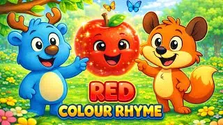 Red Colour Song for Kids 🍎 | Learn Colours with Cute Fox and Bear | Colour Rhyme for Preschool