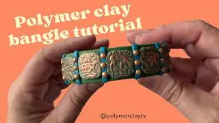 Polymer Clay Ideas for Beginners - Make a bangle on a bracelet blank using woodland stamped motifs