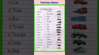15 Vehicles Name in English and Hindi | Vehicles Name | वाहनों के नाम | #shorts #Vehicles #vehicle