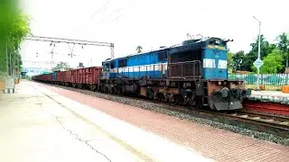 Diesel Freight Train Carrying loaded Boxn Wagons Skipping Amazing Track Sound