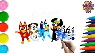 Нарисуйте Блюи с её лучшей подругой 🐶💙✨ Простой и забавный мультяшный рисунок для детей | Doodle ...