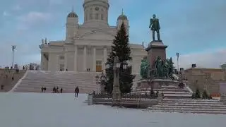 Winter Walk in Snow FINLAND   Walking Tour in HELSINKI