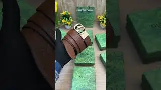 GUCCI GG  Black/Brown Embossed Strip Belt with Reversible SNAKE GOLD Buckle with Brand Box Unboxing