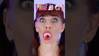 ASMR Pink Emoji Sour Candy, Gummy Eyeball #shorts