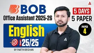 BOB Office Assistant 2026 English | 5 Days 5 Paper (Paper-4) | Target 25/25 | English by Parth Sir